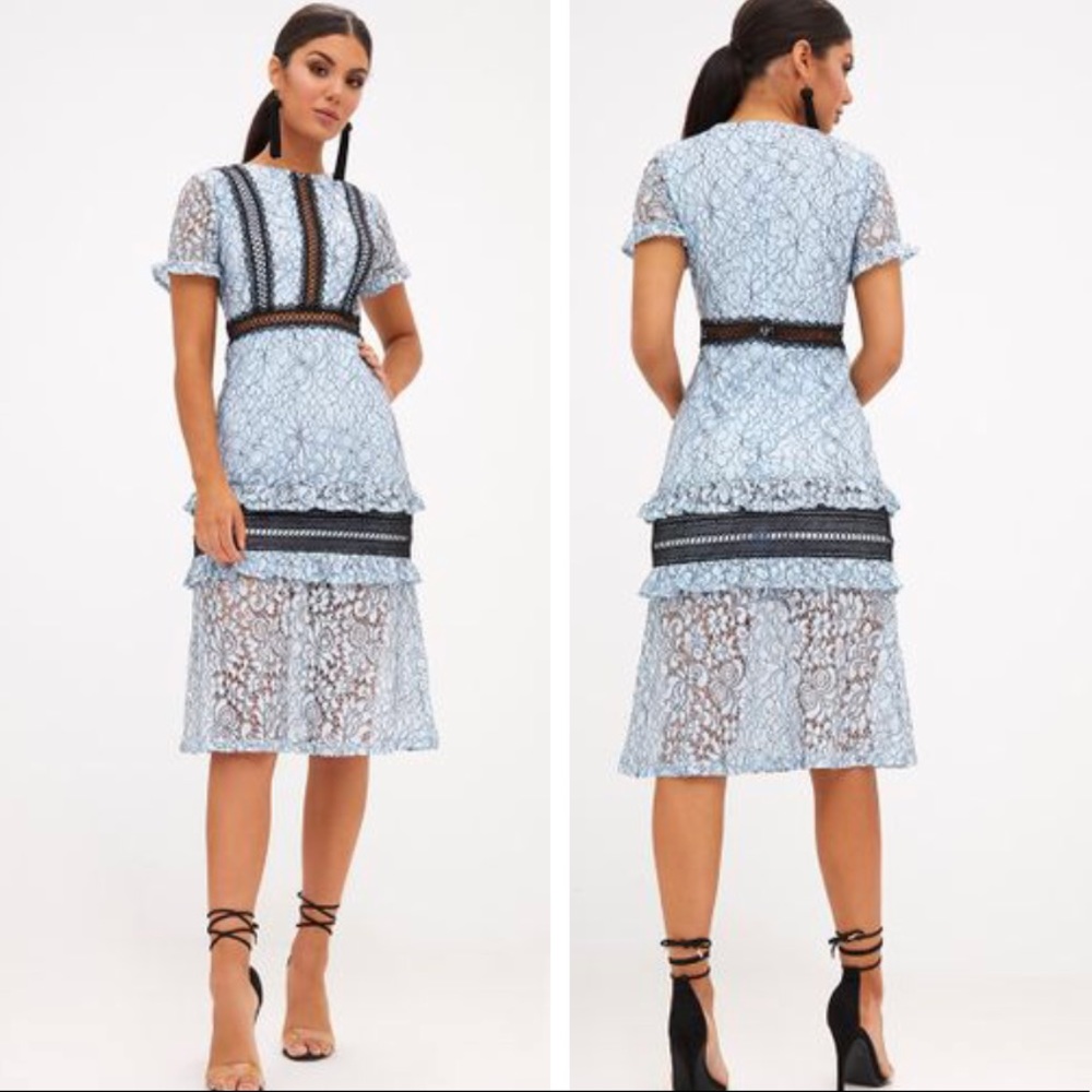 Light blue lace midi dress